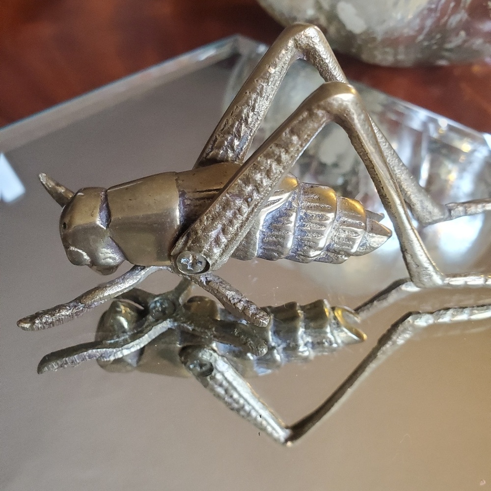🦗Brass Grasshopper, Moveable Legs, Paperweight